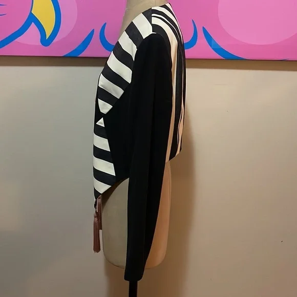 Moschino Cheap Chic Black Gray Pink Harlequin Tassel Jacket - Picture 9 of 14